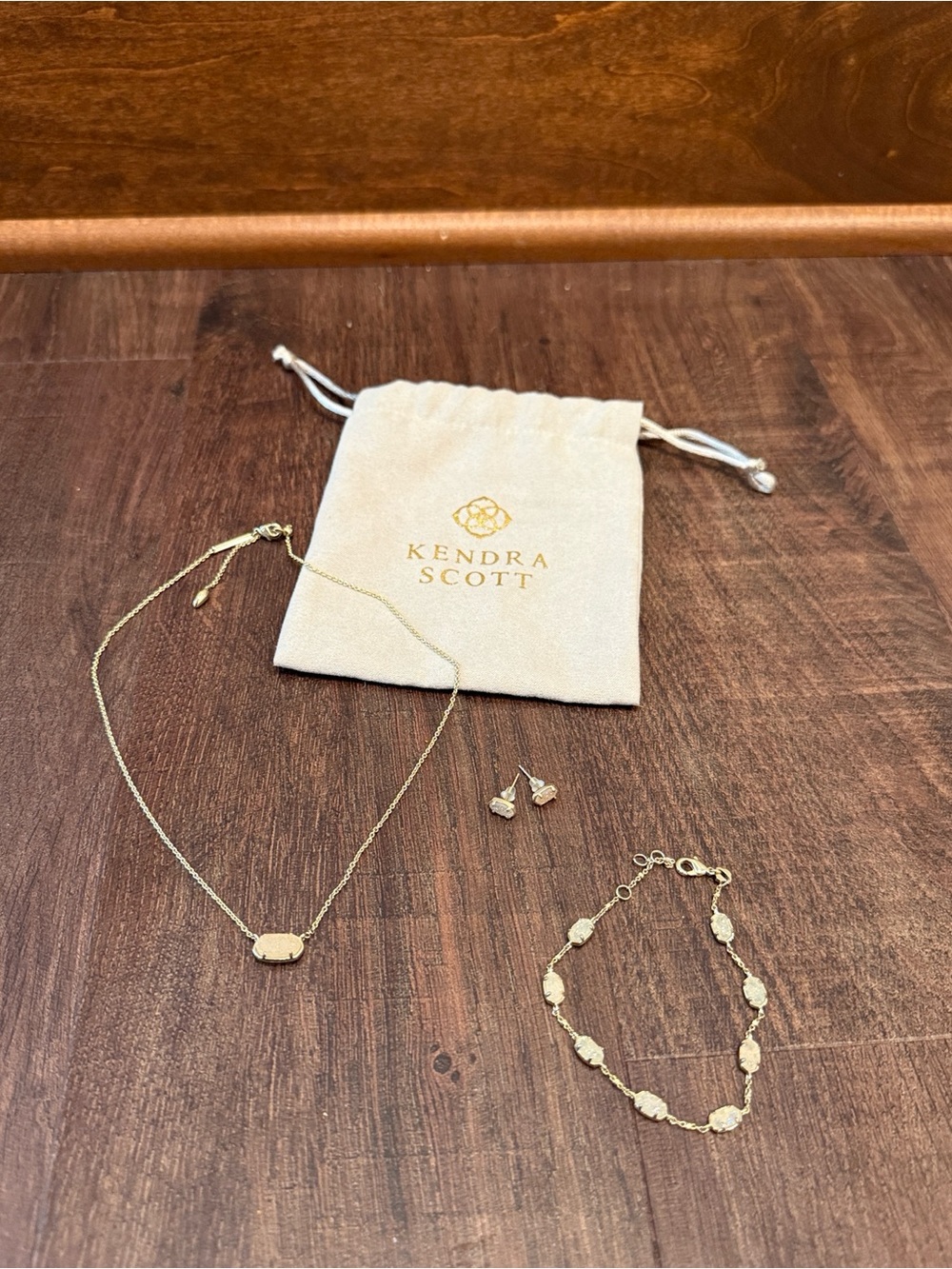 Kendra Scott Gold Mini Elisa Necklace, Bracelet & Earrings - Iridescent Drusy